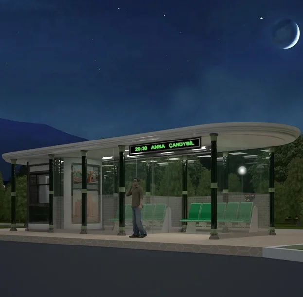 Smart air conditioned bus stop shelter Street furniture Bus waiting shed Bus terminal station Smoking kiosk booth