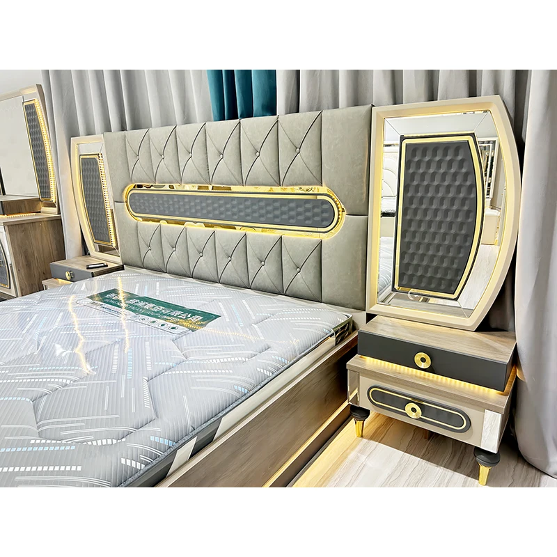 Modern Luxury Art Designer Bedroom Set High-End Villa Large Size Furniture with Storage Feature Wood Style MDF for Hotels