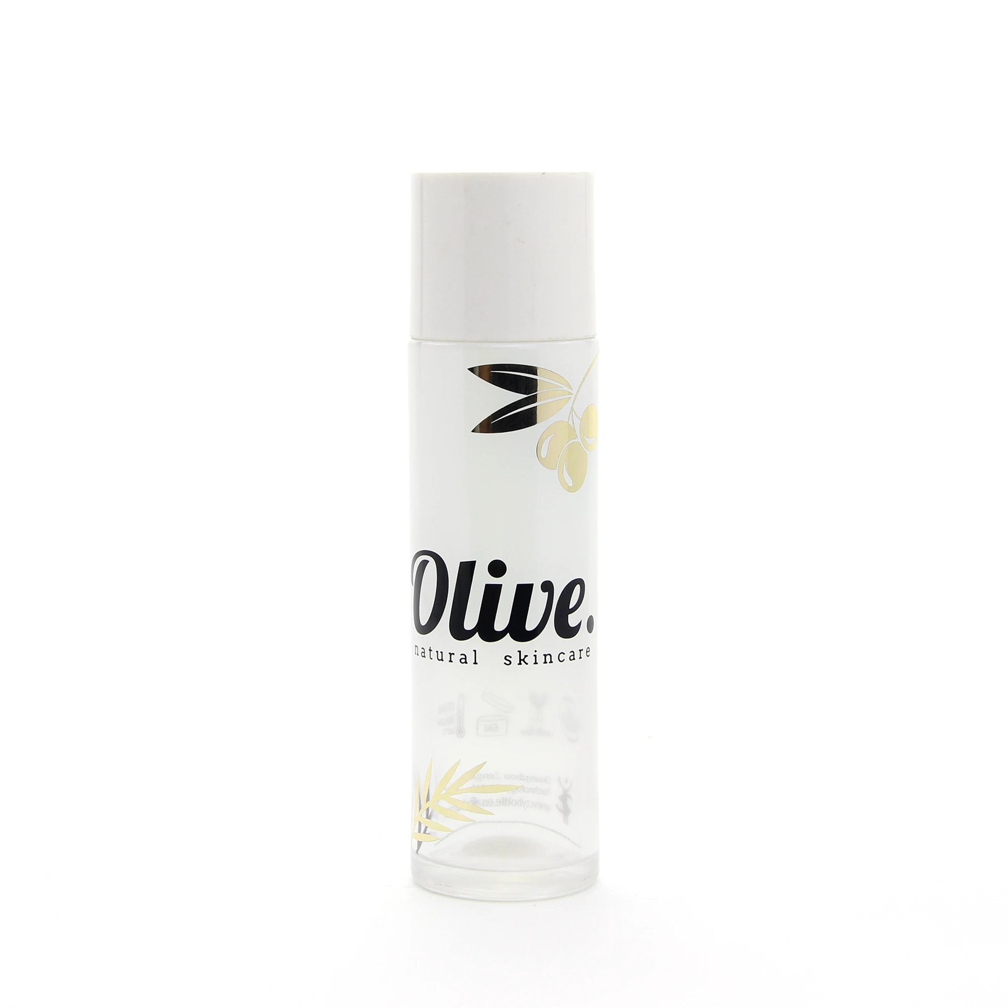 Colorful green blue empty facial toner glass bottle with gold cover cap and orifice reducer