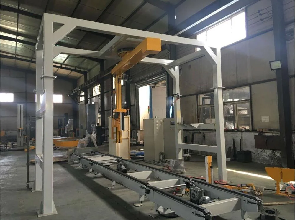 Rotary Arm Pallet Stretch Wrapping Machine, Pallet Wrapper With film top sheet dispenser(all in one system)