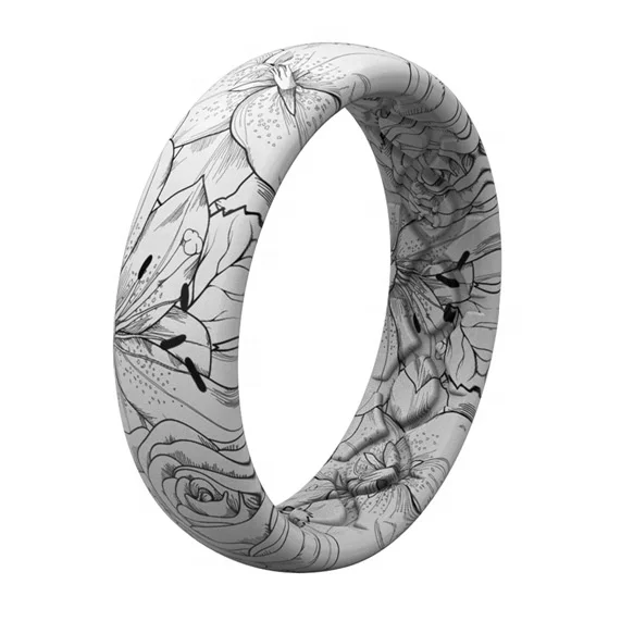 Factory Custom Color Mix Ring Silicone Engraved Ink Filled Text Logo Finger Ring