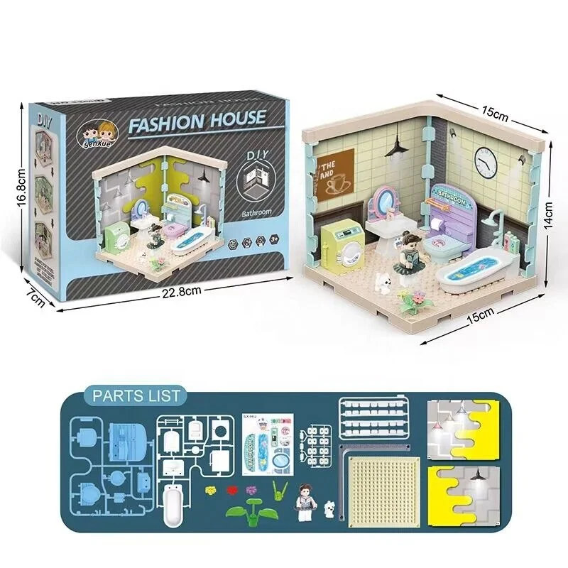 Wholesale DIY Educational Children Customized Toys  Mini Assembling a small villa Kit for Kids Fashion House Colorful Plastic