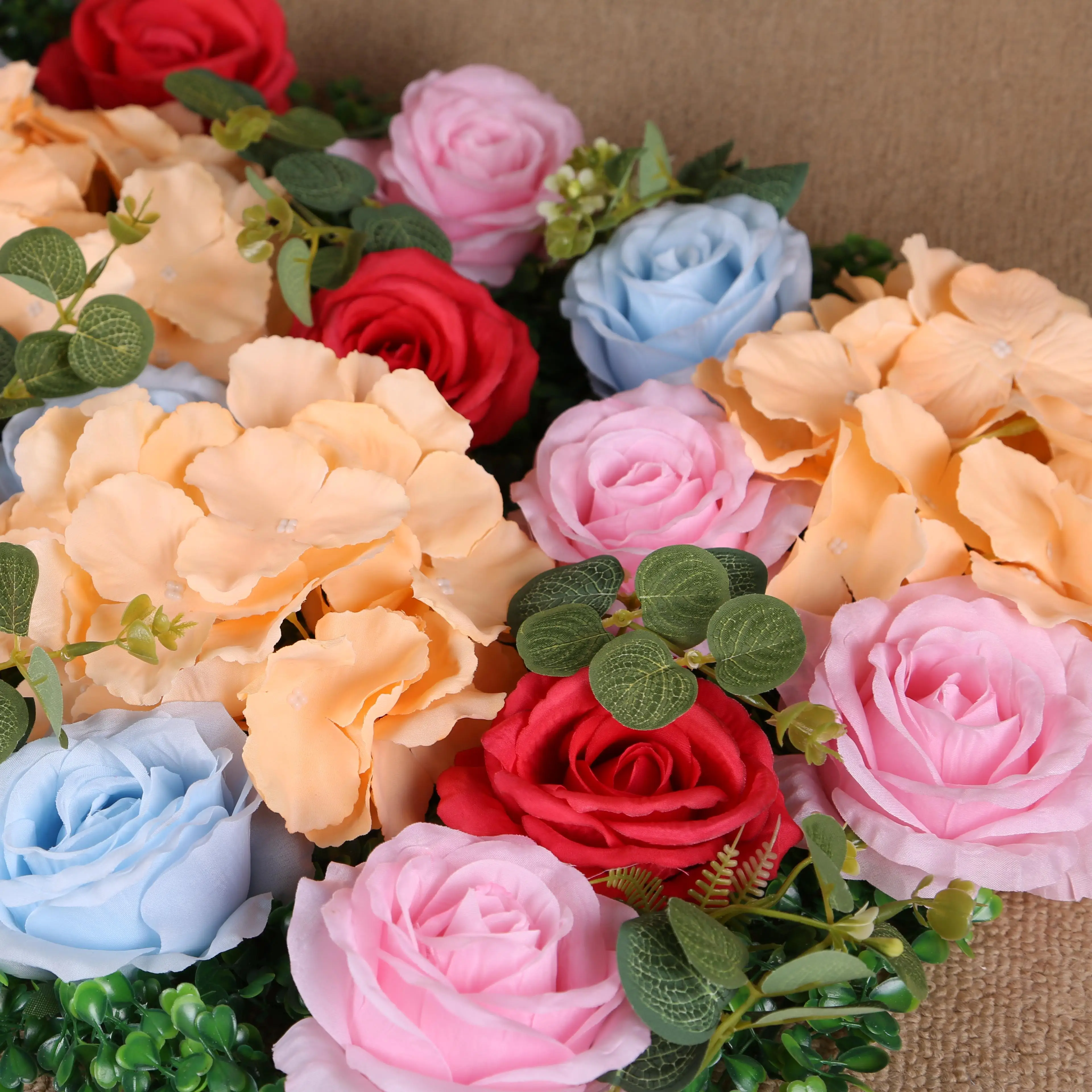 Promotional Wholesale Perfect Non-fading And Anti-aging Durable Artificial Rose Flower Wall Floral Backdrop