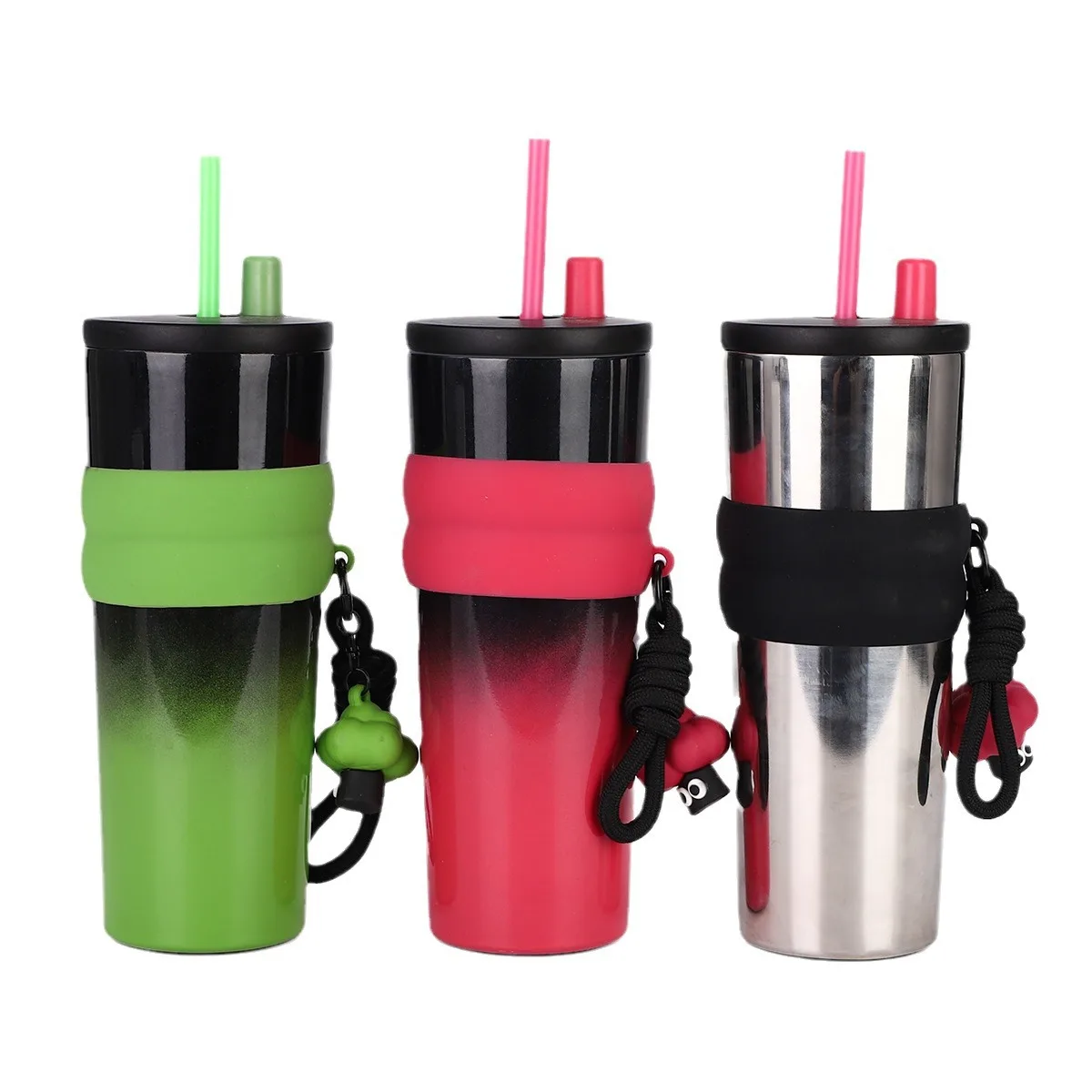 710ml 316 Stainless Steel Large Capacity Thermos  Insulated Vacuum Cup Portable Rope Coffee Tumbler Mug Cup With Straw