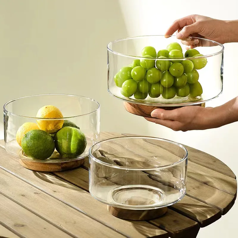 glass tall fruit bowl home modern minimalist tea table ornaments snacks candy dried fruit bowl
