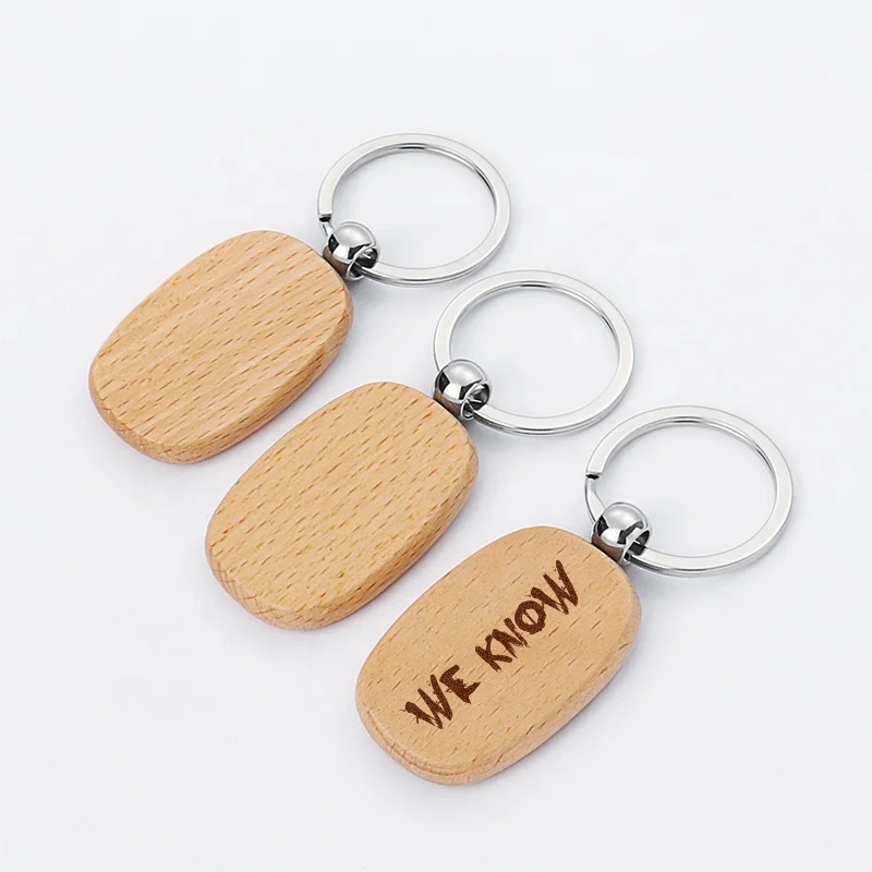 Door Opener Keychain Wooden DIY Logo Marking For  Laser Engraving
