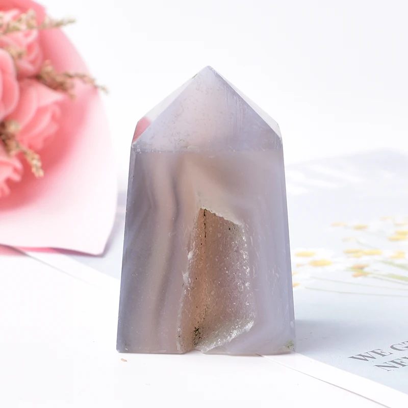 Natural Crystal Agate Polished Square Crystal Point Agate Geode Crystal Tower