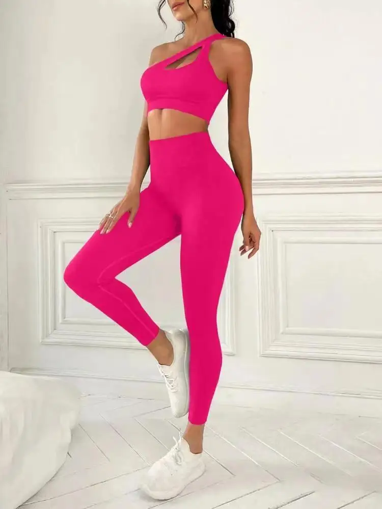 OEM New Sexy Hollow Seamless Yoga Dress Waist and Hip Lift  Suit Yoga High Wasted Sets Tights Leggings for Women Eco Yoga Set