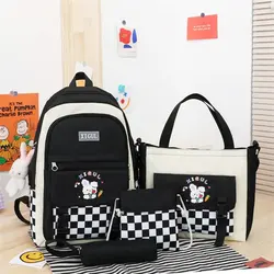 4 шт. набор рюкзак для девочек Дети средняя школа старшей школы студента колледжа Повседневный Рюкзак детский школьный рюкзак