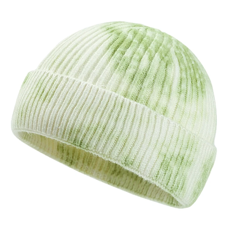Fashion Hip Hop Wholesale Custom Knit Skull Caps Fisherman Winter Knitted Hat Tie Dye Beanie With Custom Logo