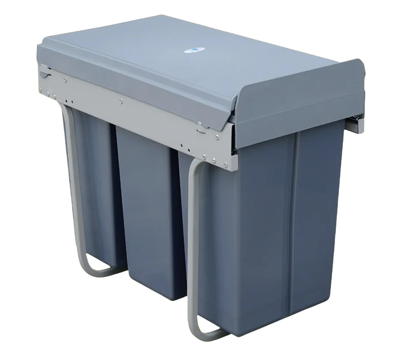 Pull Out Built In Recycling Waste Kitchen Sustainable Rectangular Plastic Cabinet Bucket Damping Buffer Garbage Trash Bin
