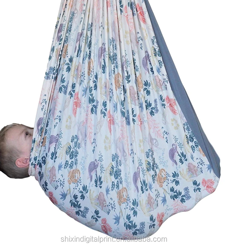 Easily Folding Ground Stand Therapy Kids Hammock Double Layer Eco-friendly Cotton Sensory Swing For Autism Relax