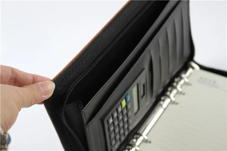 
Good Quality File Folder a5 zipper bag 6 holes ring binder with Calculator notebook folder 
