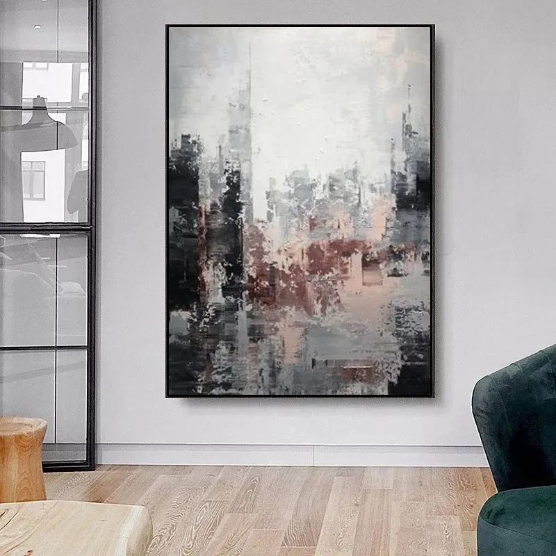 dropshipping Living Room Floating Frame Abstract thick pigment Modern Wall Art Work Oil Paintings Canvas