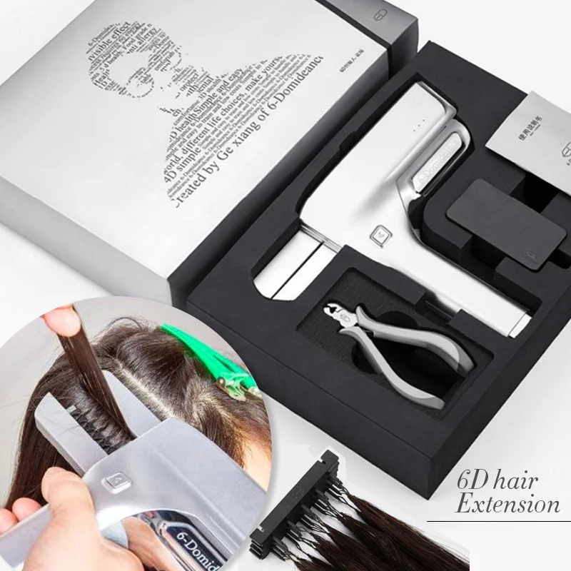 S 6D Hair Extension Kit 6D 3rd Generation Traceless Hair Extension Tool Simple Hair Extension Gun Full Head In Just 20 Minutes