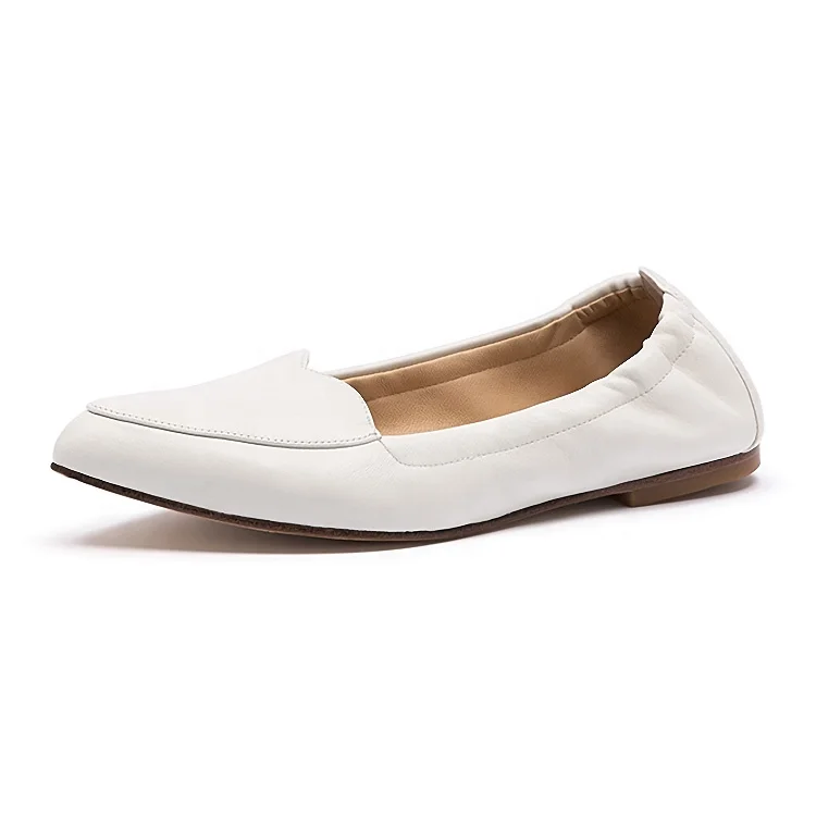 Multi-color optional comfortable brand ladies elegant leather rolled ballet pointe flat shoes