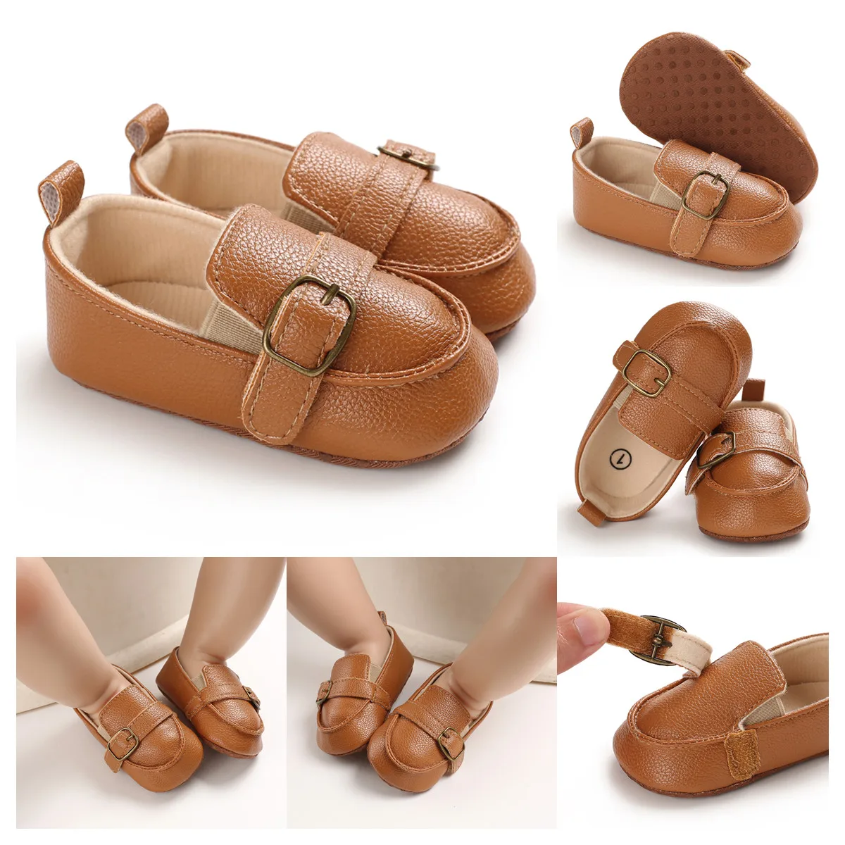Valen Sina  Brown Baby Shoes Walking Toddler Shoes Soft Sole Newborn Birthday Infant Kids Boy Sneaker