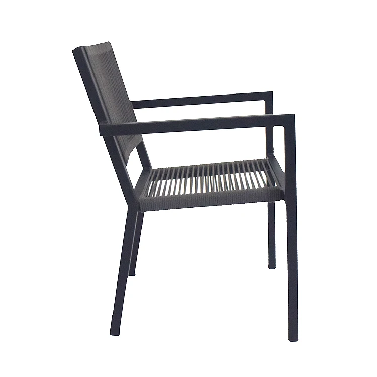 Оптовая продажа, садовый стул из алюминиевой веревки, уличный стул для патио, ресторана, кофе, обеденный стул