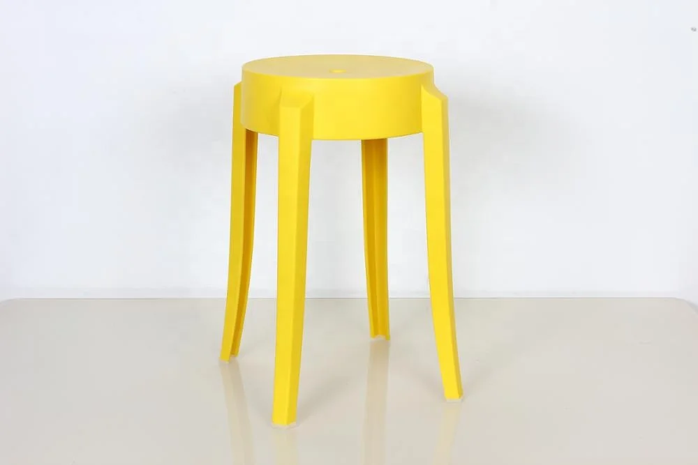Convenient Stackable European Style Round Full PP Plastic Livingroom Stool Seating