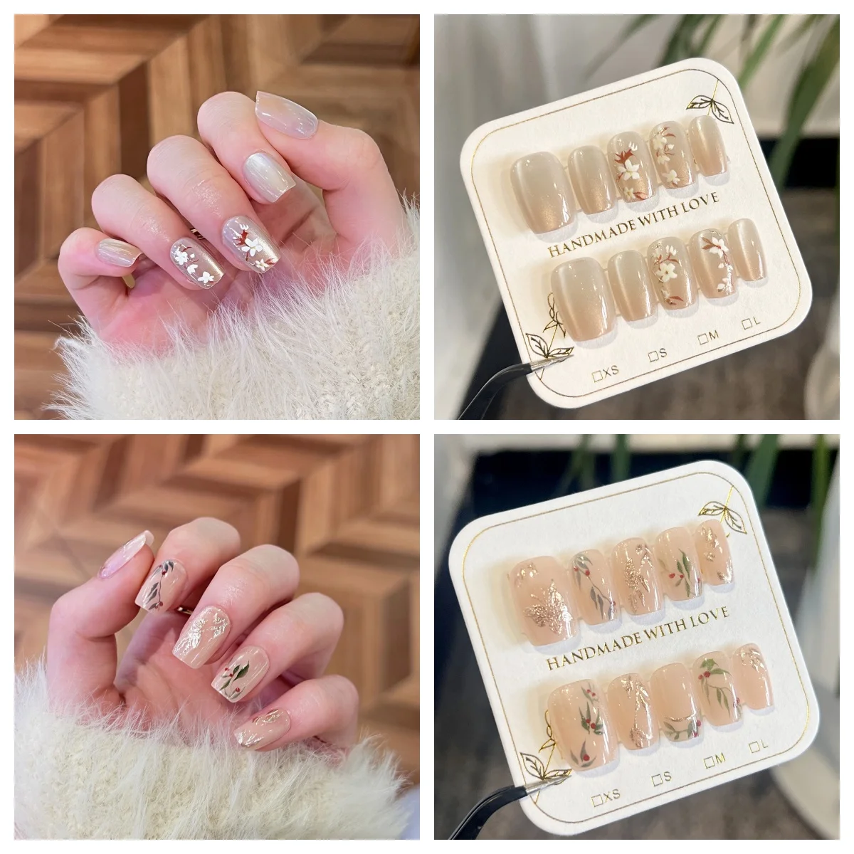 Cat Eye  False Nail  Spring Summer New Flower Nail Finished SquareWholesale Press On Nails For Girls