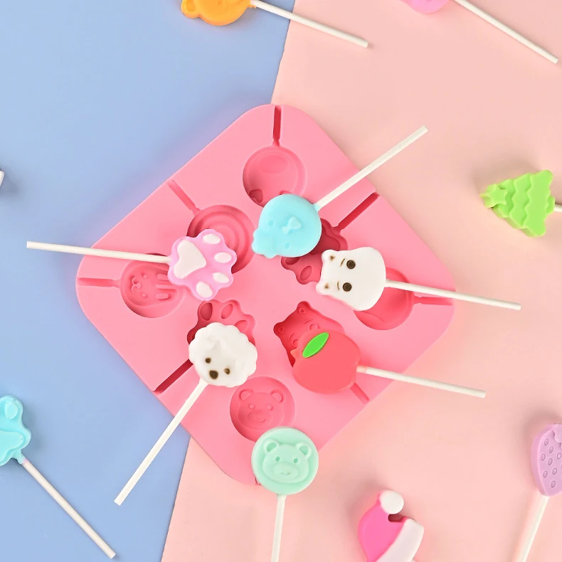 Silicone Lollipop Mold For Making Lollipop Chocolate Candy Cookie with Lollipop Stick