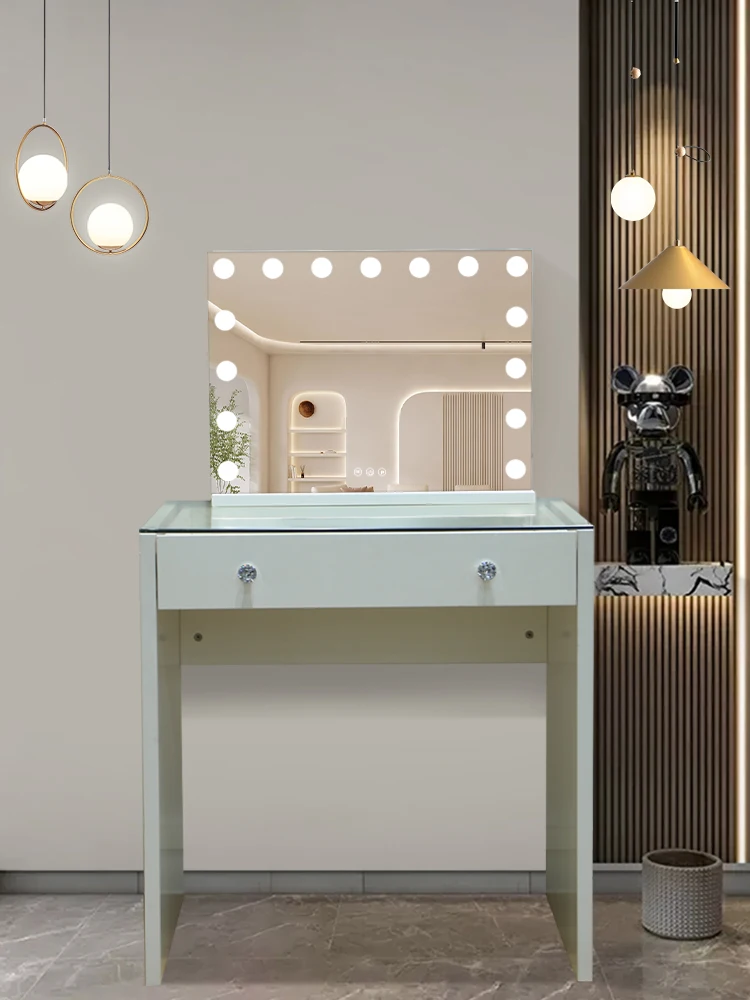 Hot Sale Spray High Gloss Paint Small Speaker Vanity Dressing Table 2 3 Drawer Thickened Nail Table Bedroom Dressing Table