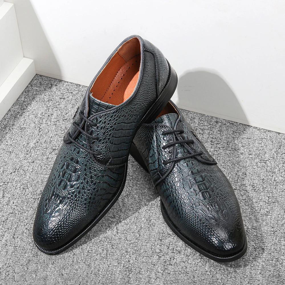 Мужские деловые туфли, старые винтажные кожаные туфли с крокодиловым принтом, мужские туфли большого размера на Aliexpress