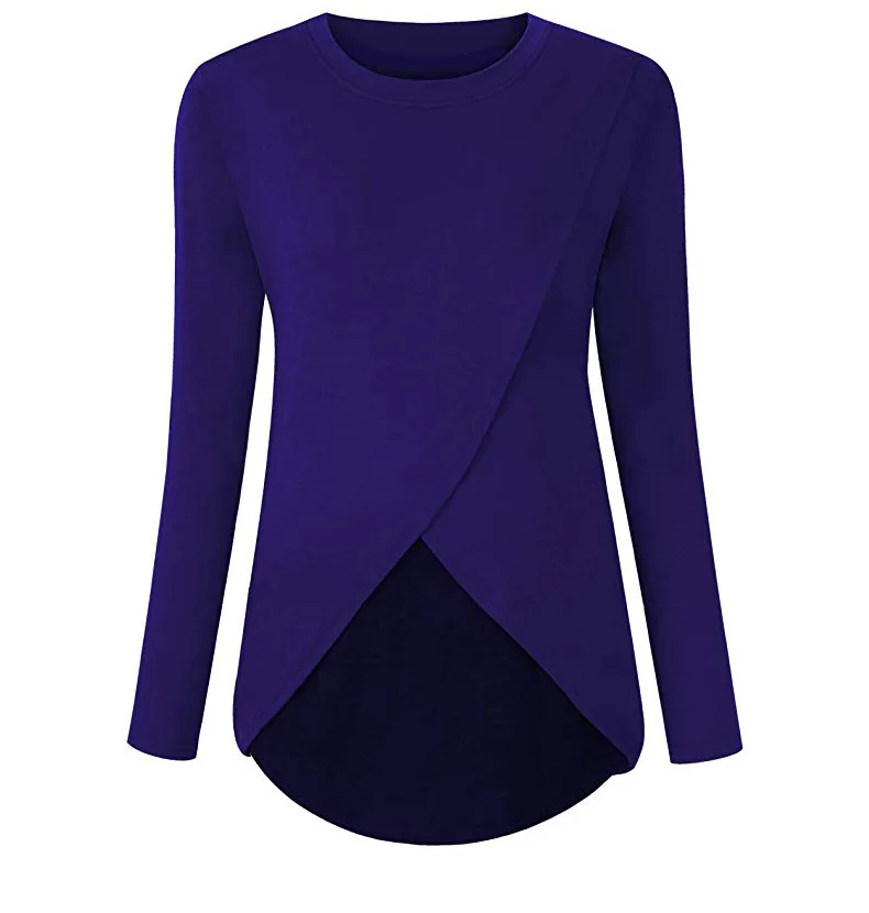 
2020 fashion maternity pregnant womens side pleated casual long sleeved breastfeeding top breast feeding pregnant T shirt blouse 