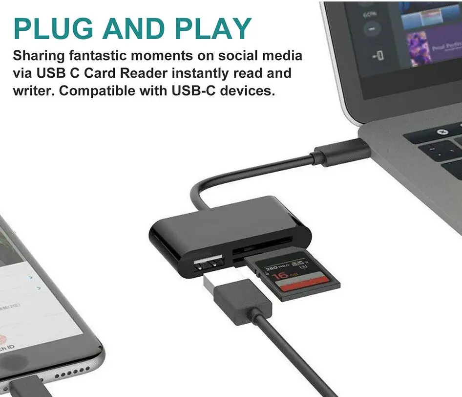 USB C 3 в 1 концентратор адаптер мультипорт конвертер SD/TF кардридер для