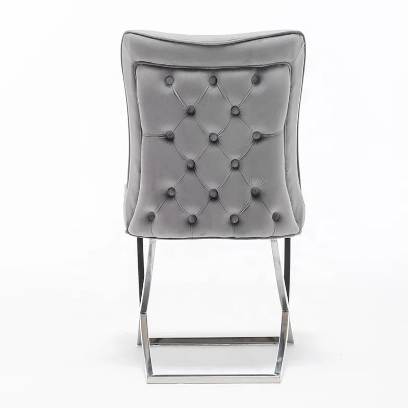 
Dark grey velvet dining chair cross leg 