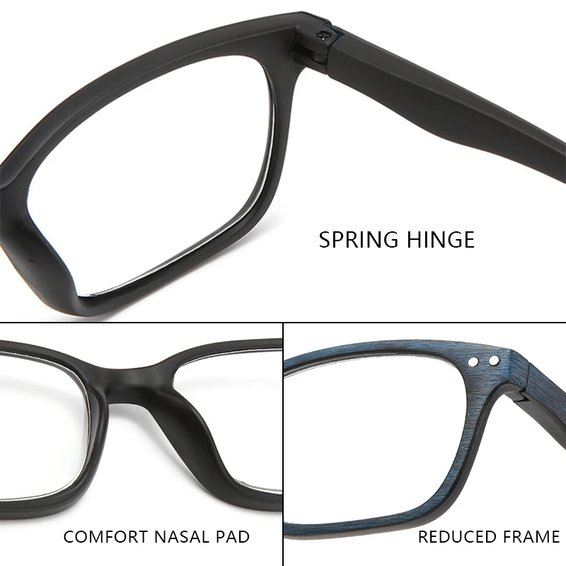 Wholesale Newest Hot Sales Anti Blue Light Blocking Eyewear Square Frames Eyeglasses Men Reading Glasses