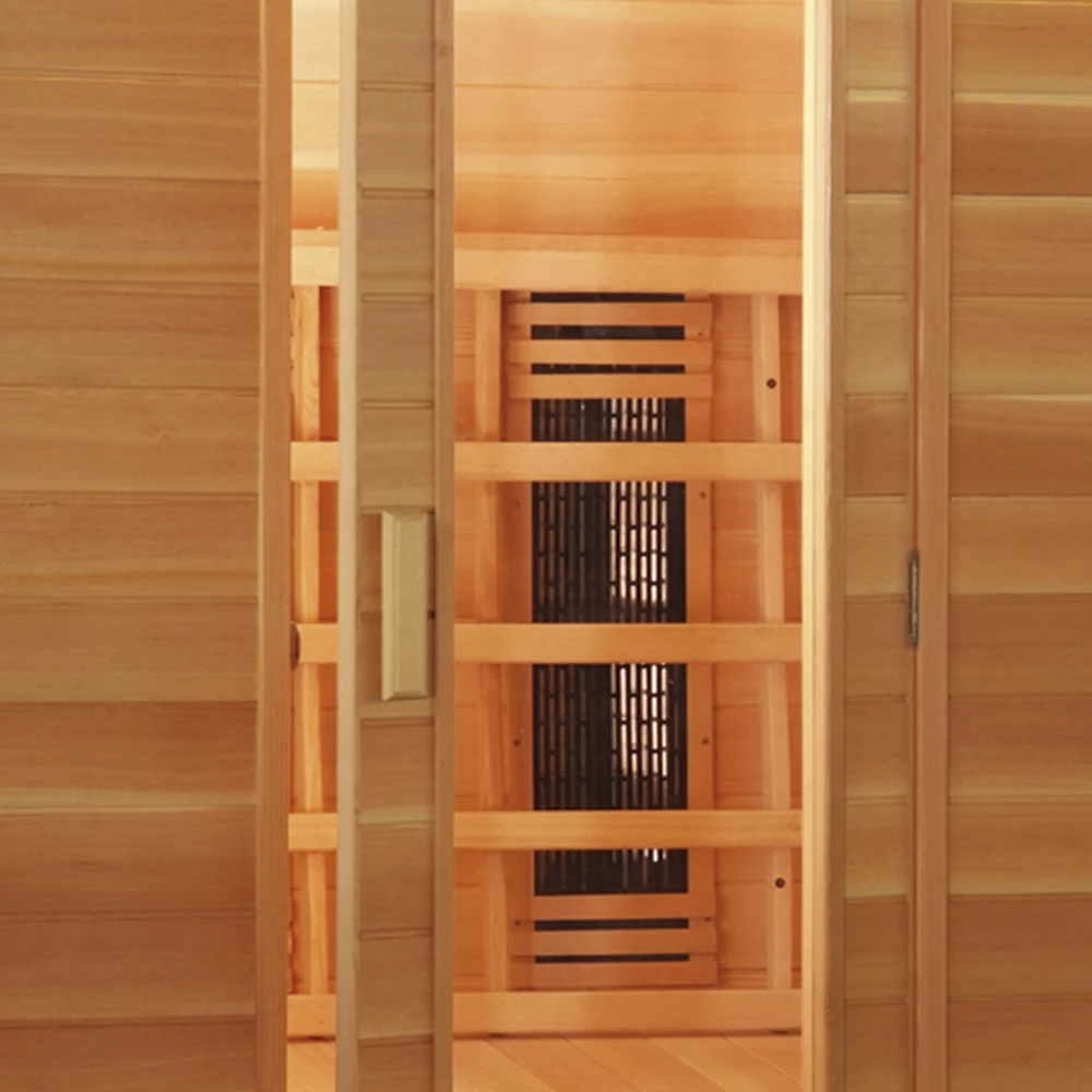 Solid Red Cedar & Spruce Outdoor Family Far Infrared Wooden Sauna Room Natural Infrared Sauna Cabin