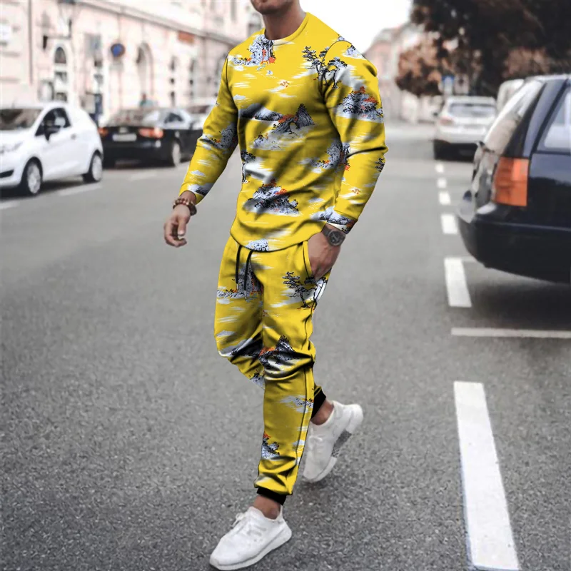 custom logo jogging set sublimation outdoor brown jogging suit polyester jogging suits men long sleeve sportswear