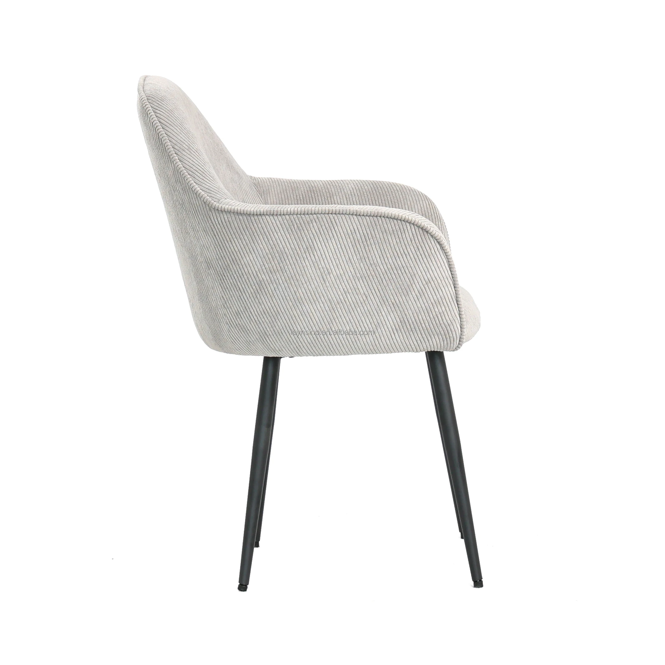 Nordic Hot Selling Furniture Modern Metal Legs High Back Velvet Arm Rest Dining Chairs