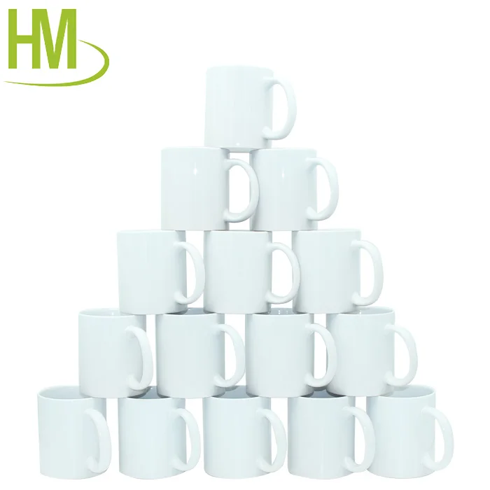 Wholesale 300ml Ceramic Coffee Cup Minimalist Design Handgrip Shape Sublimation Coating Blank Mugs