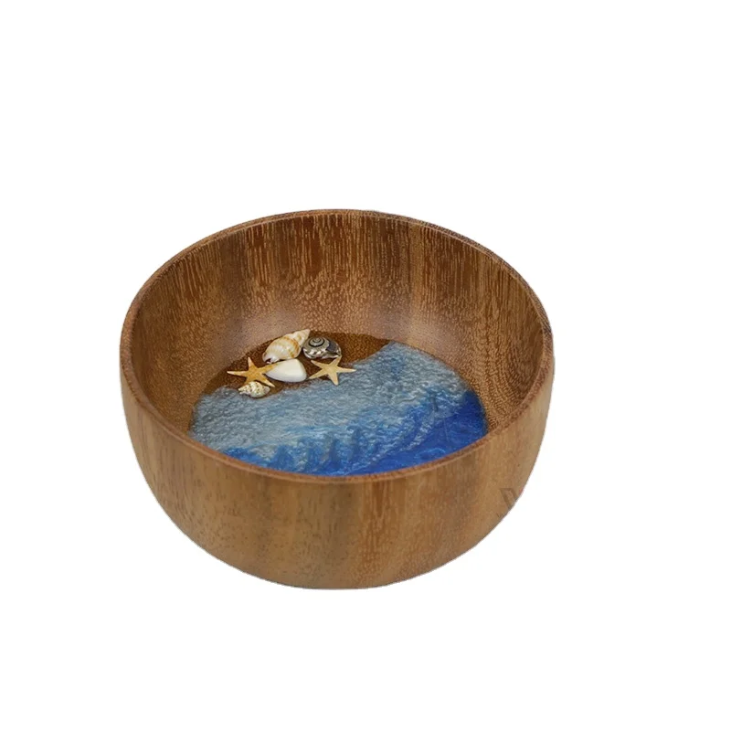 Business Gift Wooden Wave Handmade Bowel Gift Abalone Flower Wood Material Artificial