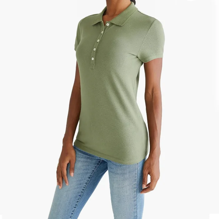 RG-Custom Brand Solid Gray Color Mercerized Cotton High Quality Women Golf Short Sleeve Pique Fabric for Polo T-shirt