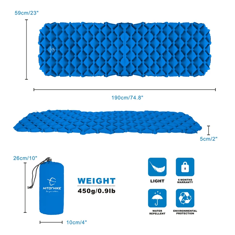 HOMFUL ultralight camping pad inflatable sleeping mat with pillow attached