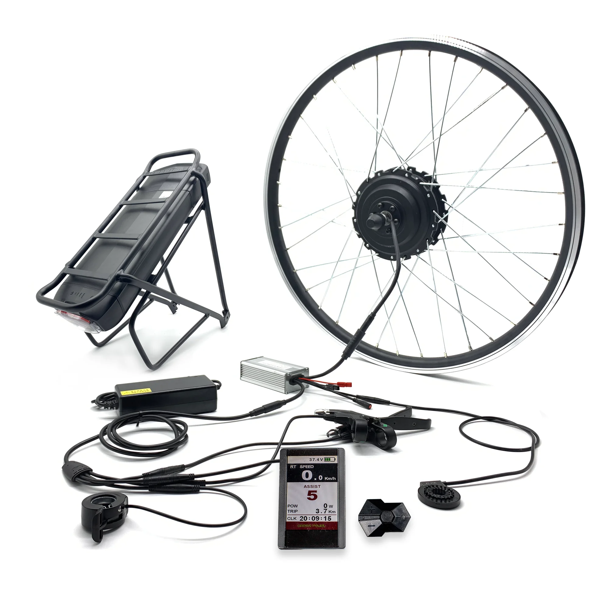 Greenpedel 36v 48v 350w 500w 750w electric e bike motor front rear wheel conversion kit with lithium ion battery