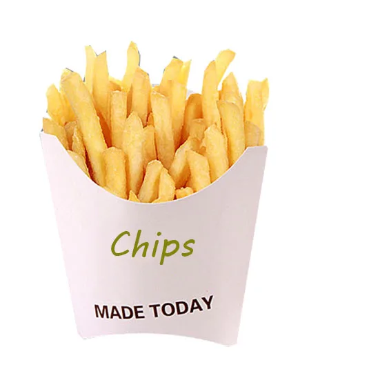 Customized White Cardboard Paper Fried Chips Paper Cone