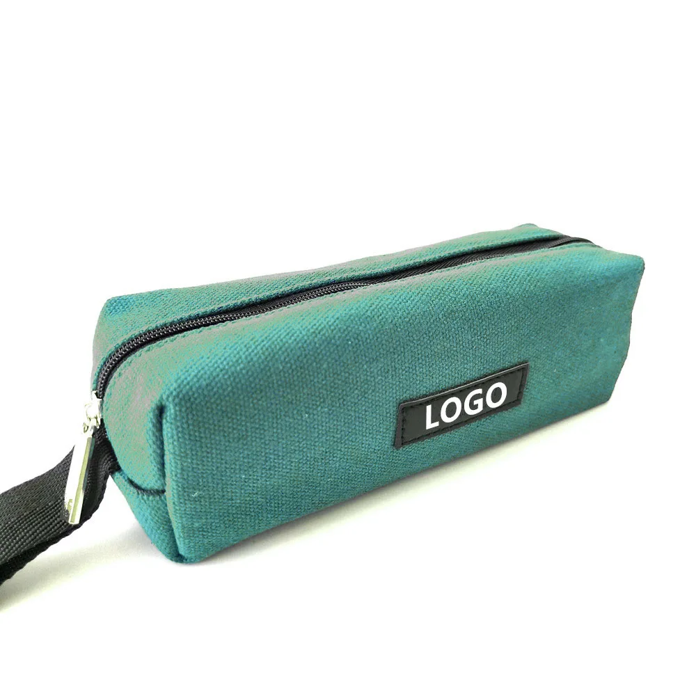 Custom Simple Printed Logo Eco Friendly Cotton Canvas Pencil Cases Bags For Student School Office Souvenir Gift Zipper Pouches