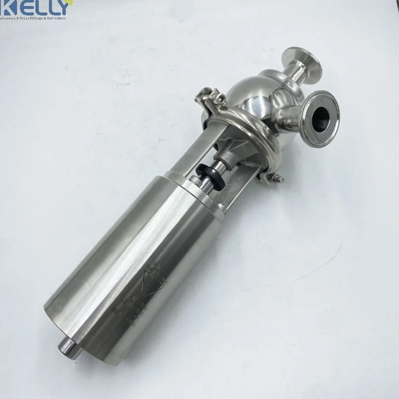 Factory 3 way Air/Spring Actuated Sanitary Stop/Reversing Valve Stainless Steel 304/316L
