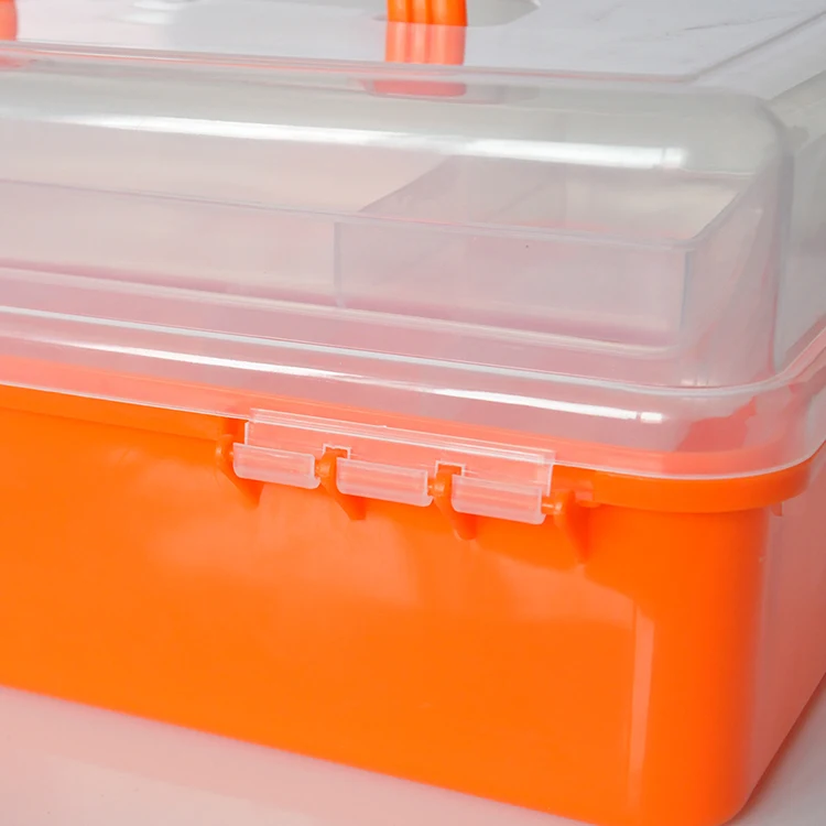 Craft Organizers  Plastic Box with 3-Tier Fold Tray,Art Supply Storage Organizer Box,Sewing Box