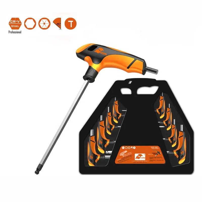 Direct factory  Premium 3-10mm Plastic sliding Handle Allen Key universal Flat Hex Ball end Screwdriver Wrench T handle Hex Key