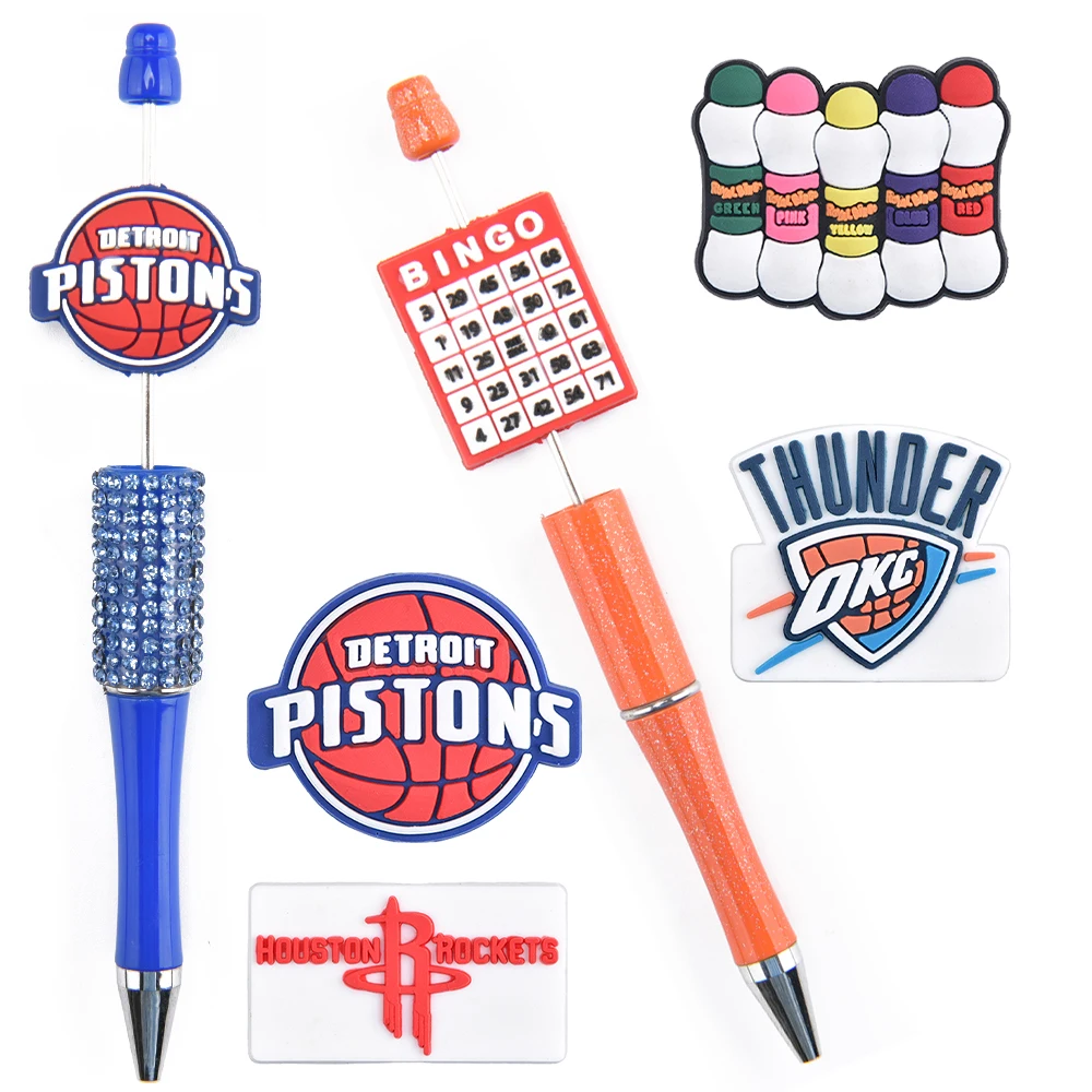 Soft Material Custom eco-friendly mix focal beads character silicone teething beads pen making beads and charms for pen tops