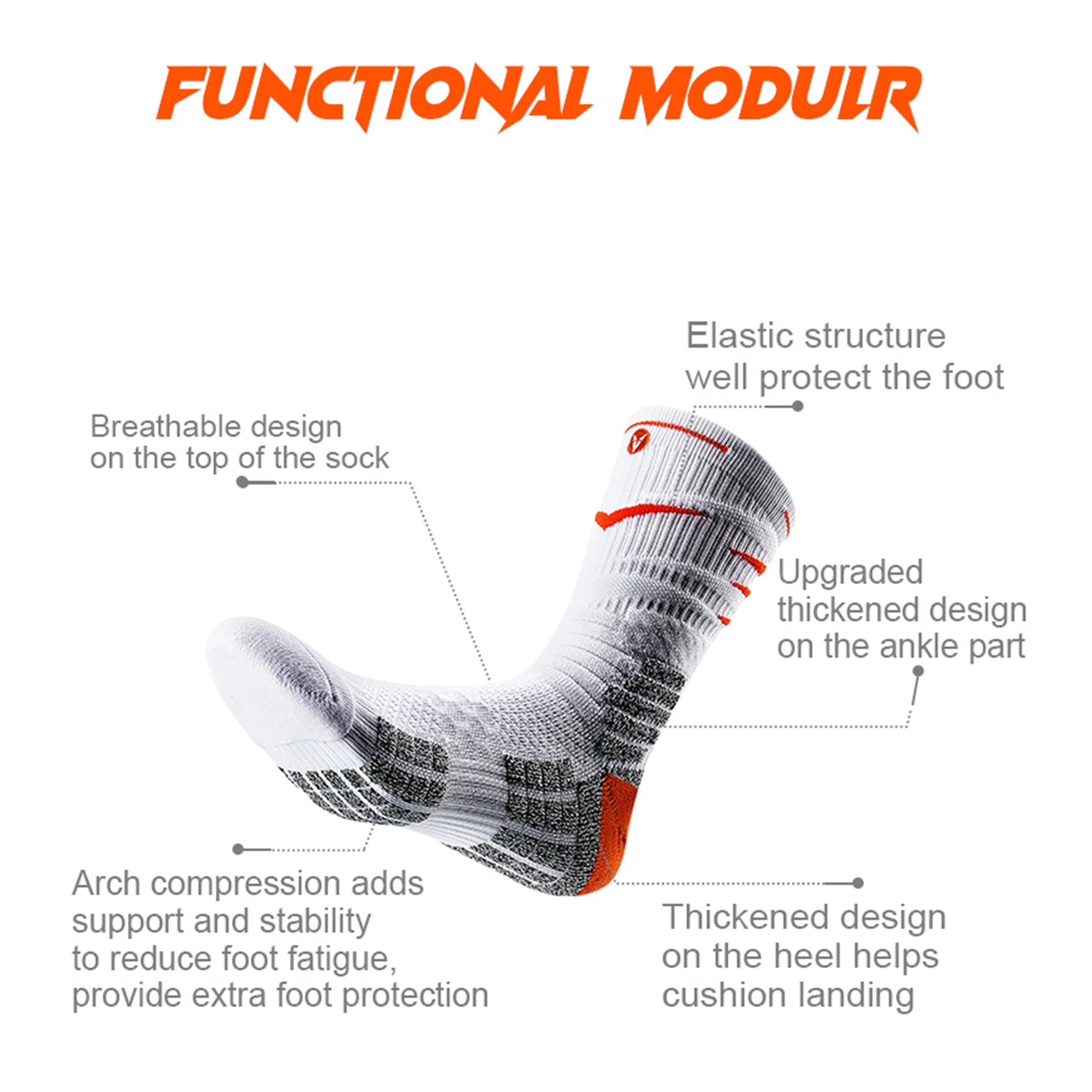 VEIDOORN High Quality Thick Crew Sport Socks Custom Logo Running Basketball Workout Compression Cushioned Grip Athletic Socks