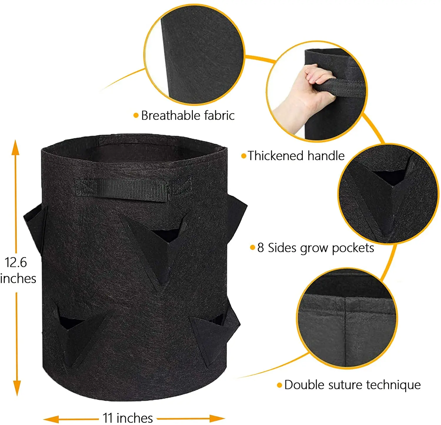 Eco Friendly 7 Gallon 10 Gallon Felt Strawberry Plant Grow Bag With 8 Side Pockets