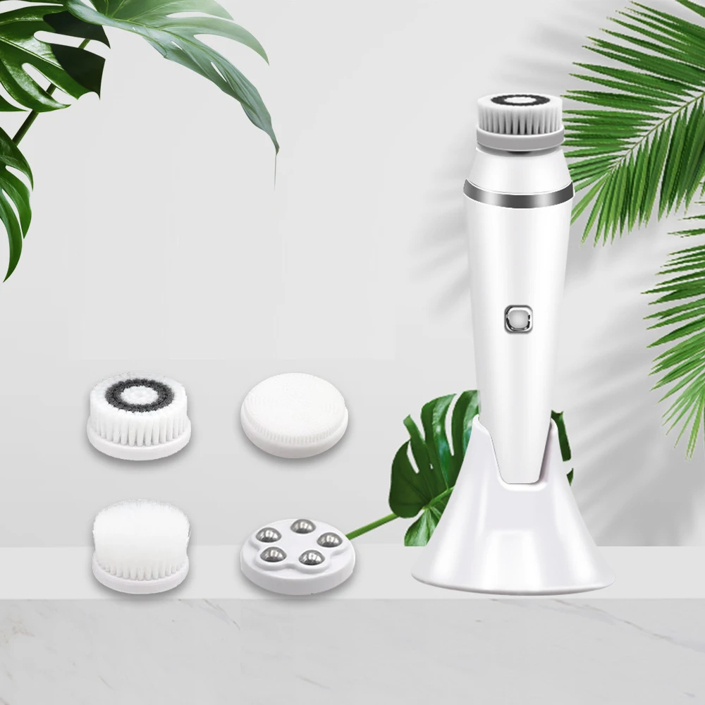 Portable 4-in-1 multifunctional cleanser for deep pore cleaning rechargeable OEM ODM Cleansing brush