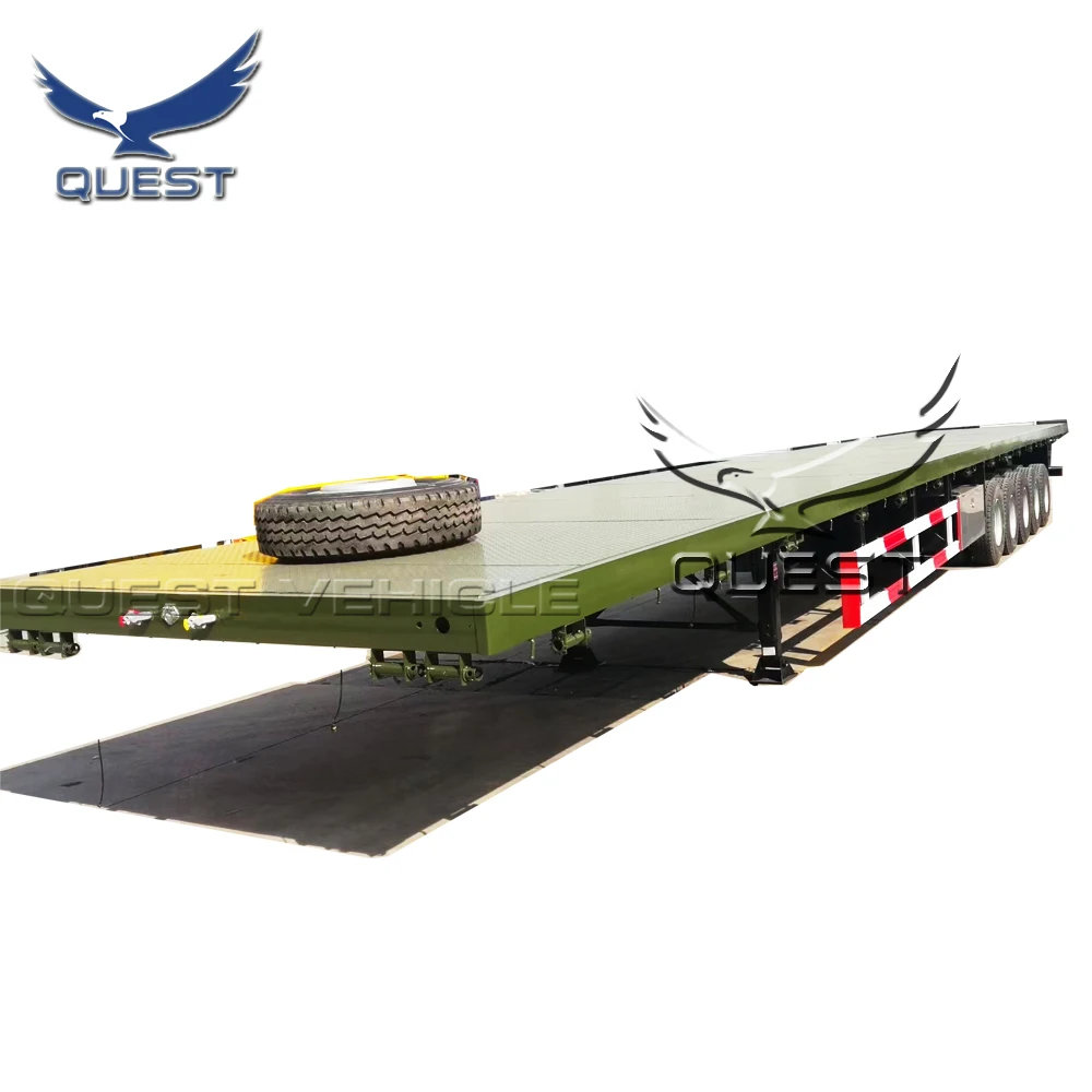 40ft Container Shipping Flat Bed Semi-Trailer 4 & 5 Axle Steel Flatbed for Sale with 12r22.5 Tyre