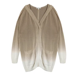 2022 New Design China Manufacturer Knitted Hooded Cardigans Sweater Oversize Loose Gradient Sweaters For Women
